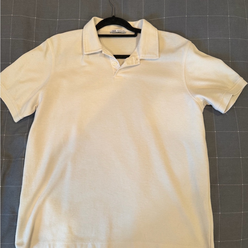 Zara Men's Cream Polo Shirt